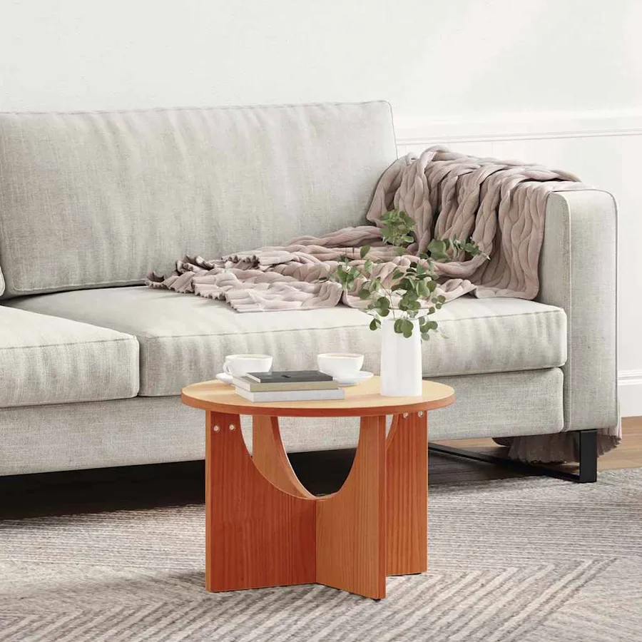 Table basse Brun cire 50 x 50 x 35 cm Bois massif en pin - 4