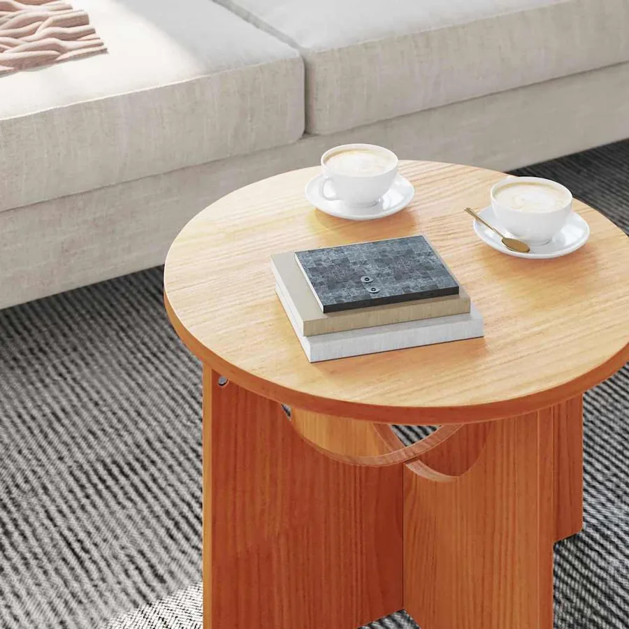 Table basse Brun cire 50 x 50 x 35 cm Bois massif en pin - 5