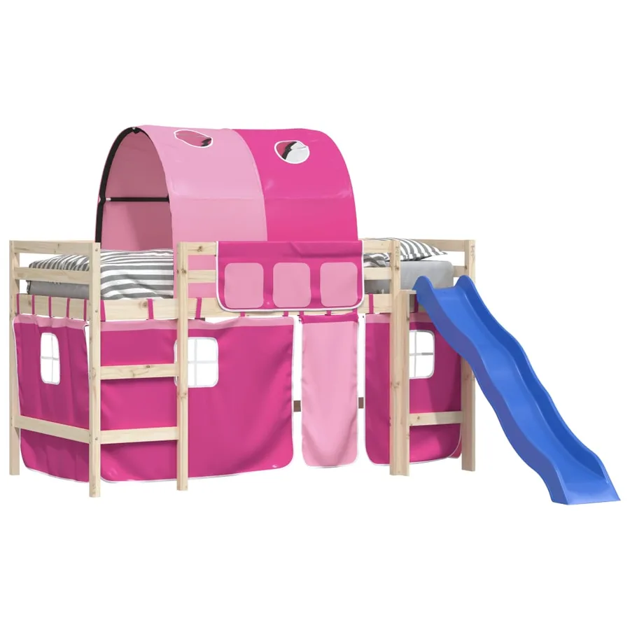 Rideaux pour lit mezzanine avec tunnel rose polyester - 4
