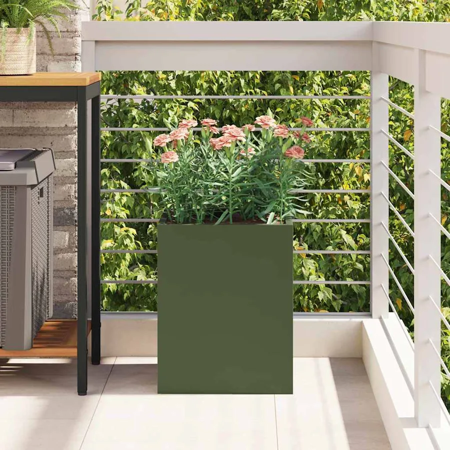 Cache-pot de jardin Vert olive 32 x 32 x 40 cm - 4