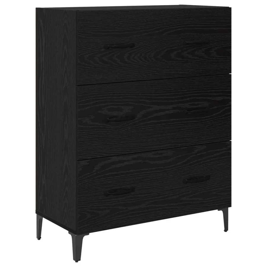 Buffet Chêne noir 69,5 x 34 x 90 cm Bois d'ingénierie et fer - 2