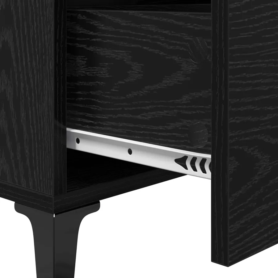 Buffet Chêne noir 69,5 x 34 x 90 cm Bois d'ingénierie et fer - 8