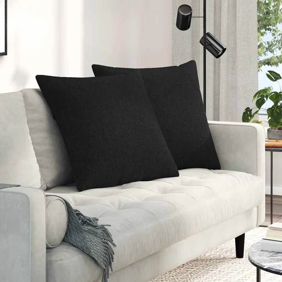Coussins de canapé 2 pcs Noir 80 x 80 cm tissu