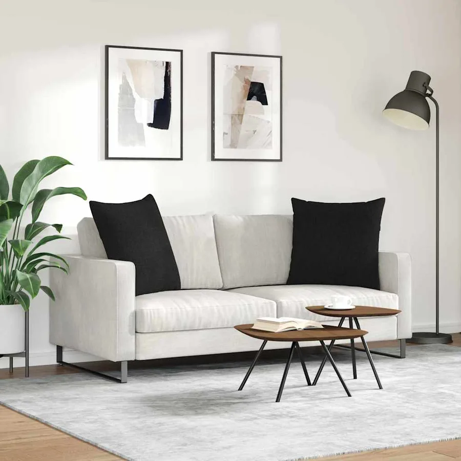 Coussins de canapé 2 pcs Noir 80 x 80 cm tissu - 4