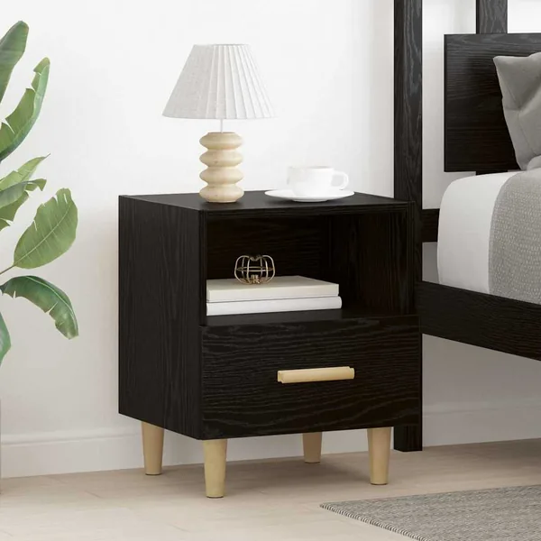 Cabinet de chevet avec tiroir 2 pcs Chêne noir 40 x 35 x 47 cm