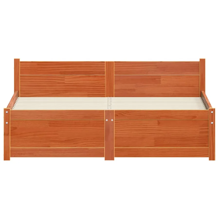 Cadre de lit Brun cire 205,5 x 125,5 x 51 cm Pin massif - 5