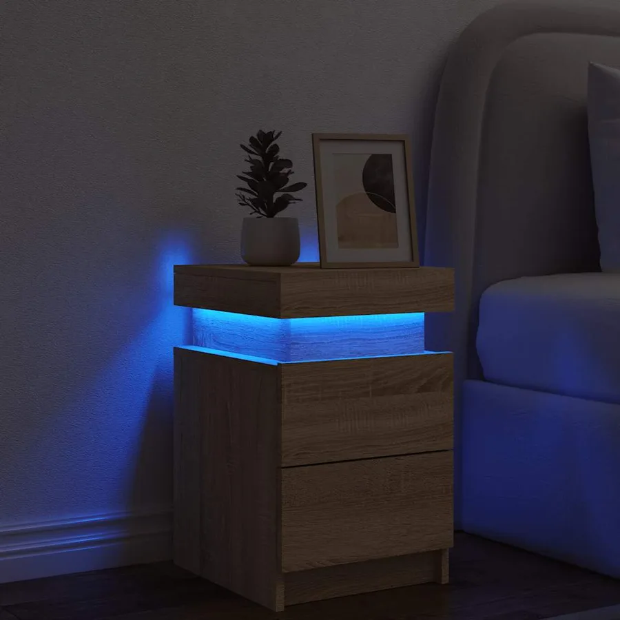 Table de chevet avec lumières LED chêne sonoma 35x39x55 cm - 4