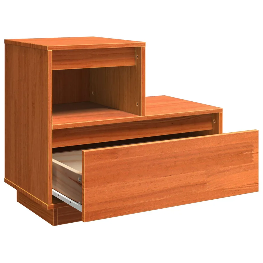 Cabinet de chevet avec tiroir 2 pcs Cire marron 60 x 34 x 51 cm - 7