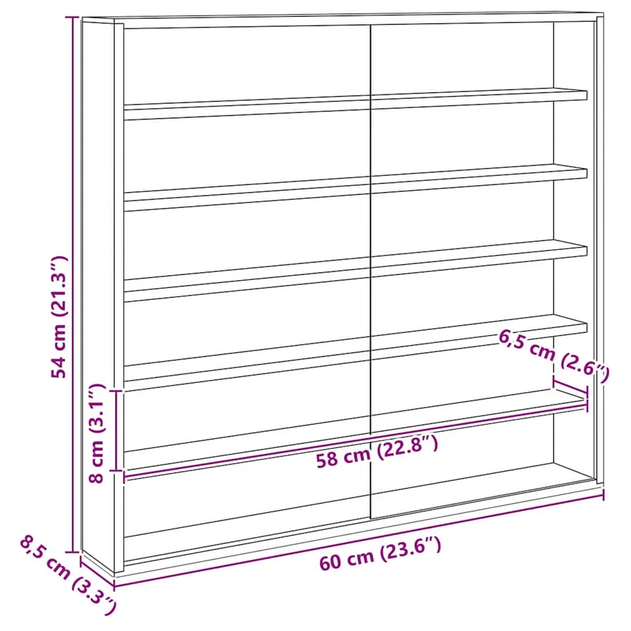Vitrine Murale avec étagère Beige 60 x 8,5 x 54 cm Contreplaqué - 12
