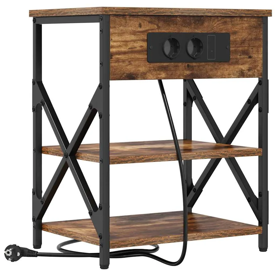 Cabinet de chevet Chêne fumé 41 x 31 x 51 cm Bois d'ingénierie - 2