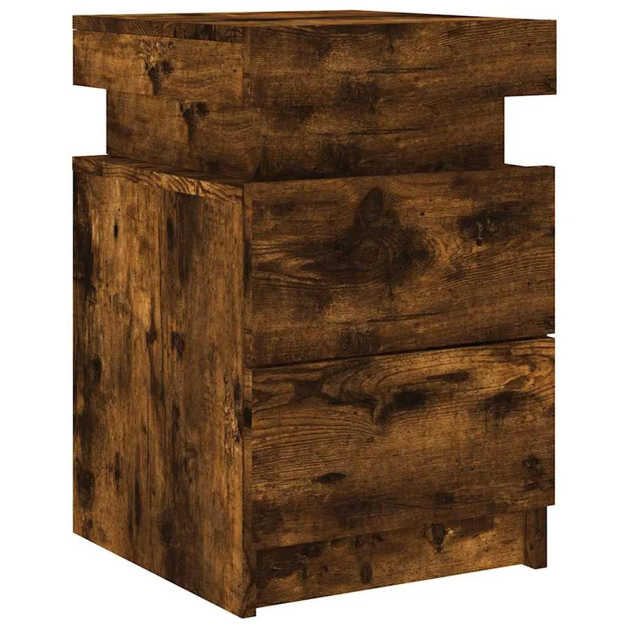 Tables de chevet avec lumières LED 2 pcs chêne fumé 35x39x55 cm - 5
