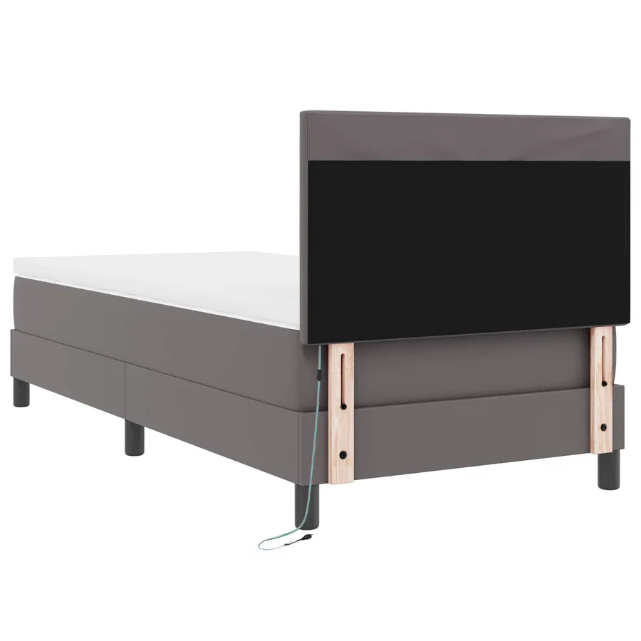 Lit à ressorts avec matelas Gris 90 x 190 cm Simili cuir - 10