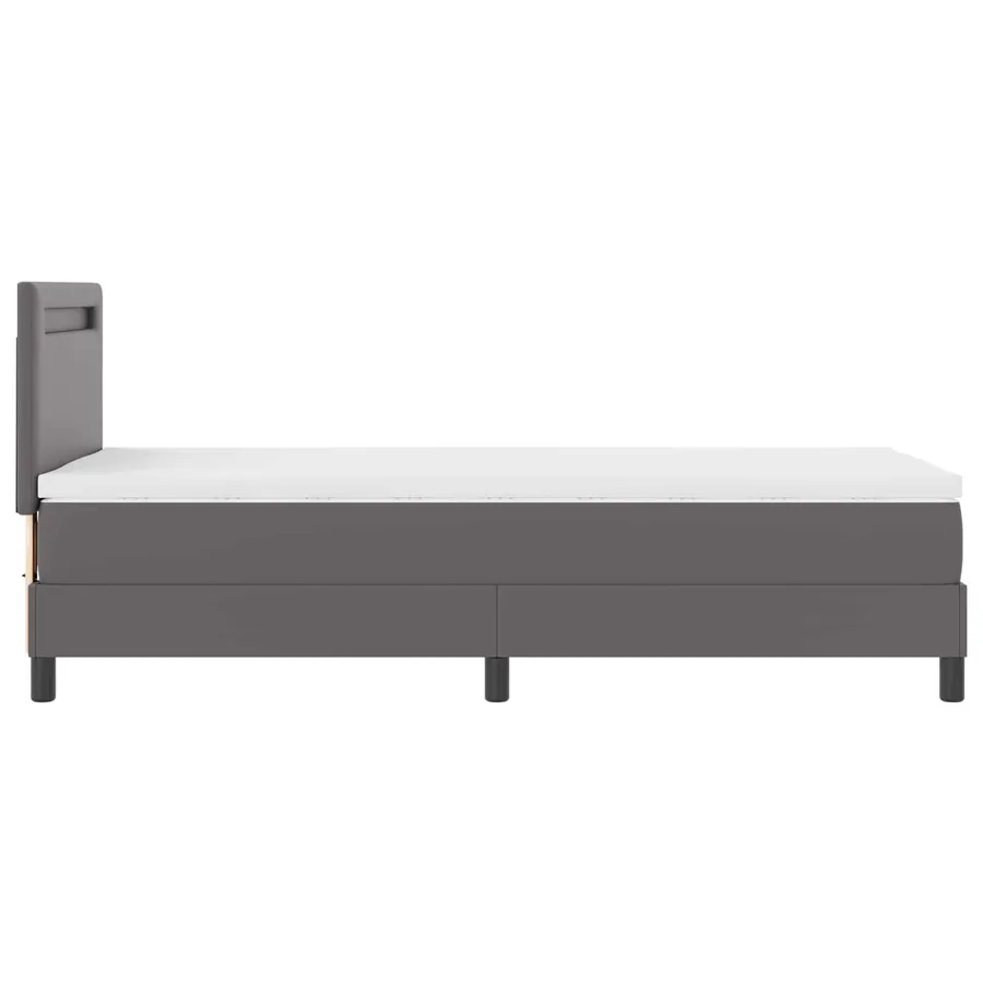 Lit à ressorts avec matelas Gris 90 x 190 cm Simili cuir - 9