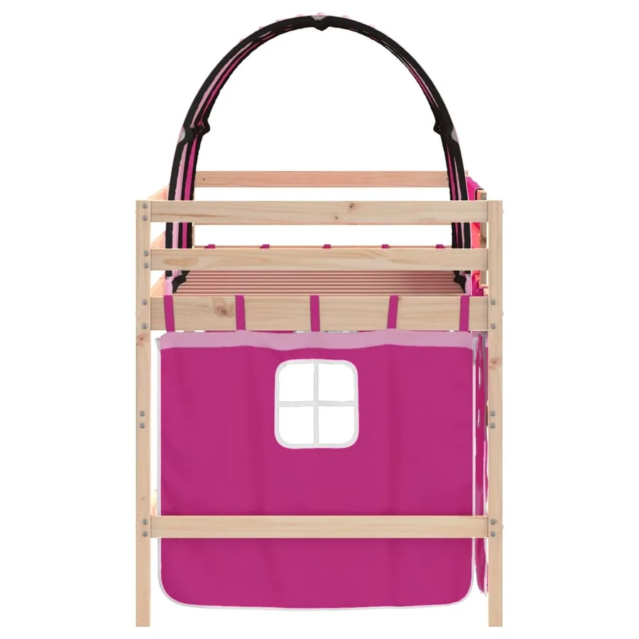 Lit mezzanine enfants avec tunnel sans matelas rose 80x200 cm - 8