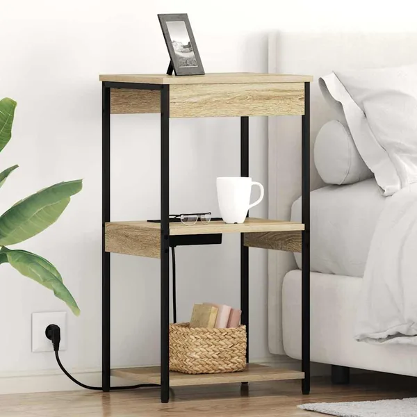 Cabinet de chevet avec étagère Chêne Sonoma 41 x 31 x 76 cm