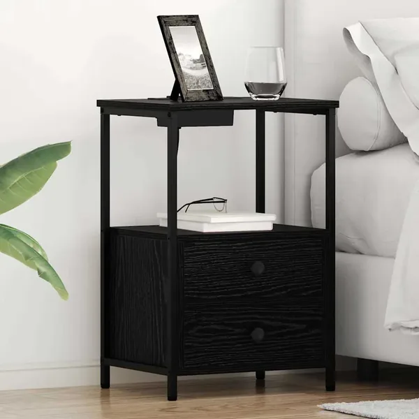 Cabinet de chevet avec tiroir 2 pcs Chêne noir 40 x 31 x 60 cm