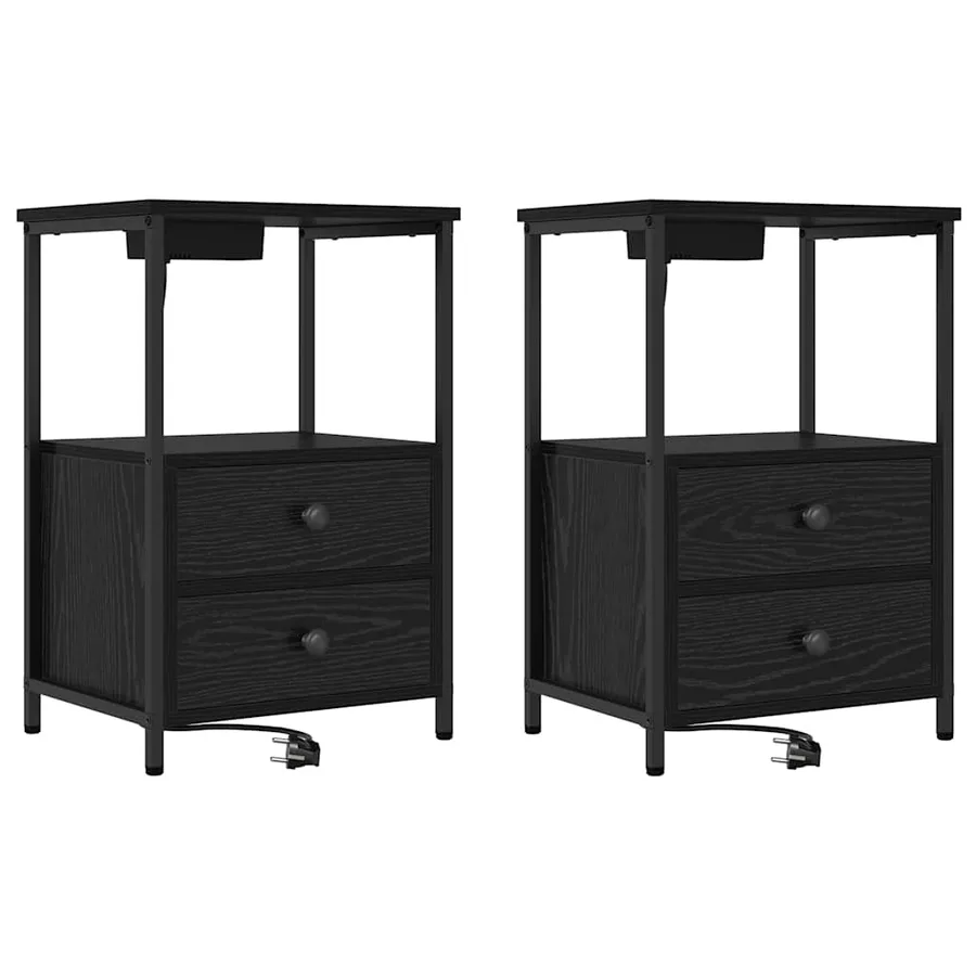 Cabinet de chevet avec tiroir 2 pcs Chêne noir 40 x 31 x 60 cm - 2