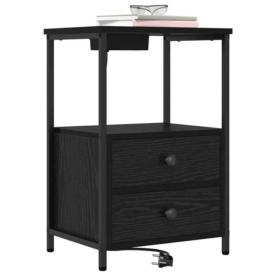 Cabinet de chevet avec tiroir 2 pcs Chêne noir 40 x 31 x 60 cm - 3