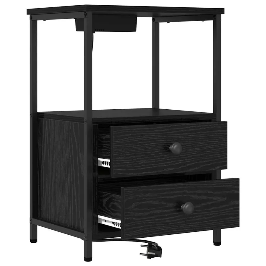 Cabinet de chevet avec tiroir 2 pcs Chêne noir 40 x 31 x 60 cm - 5