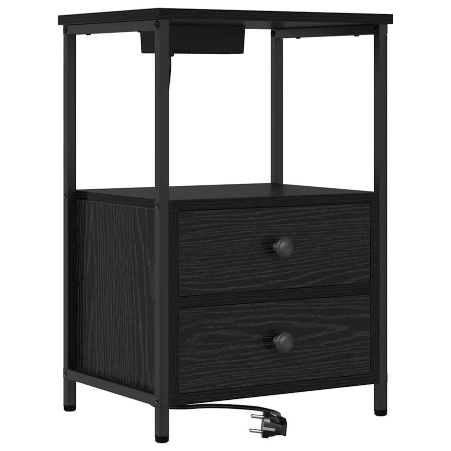 Cabinet de chevet avec tiroir 2 pcs Chêne noir 40 x 31 x 60 cm - 6