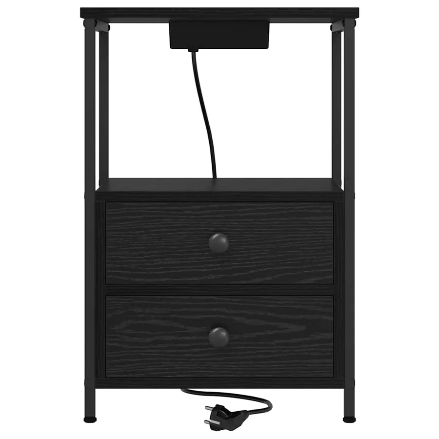 Cabinet de chevet avec tiroir 2 pcs Chêne noir 40 x 31 x 60 cm - 7