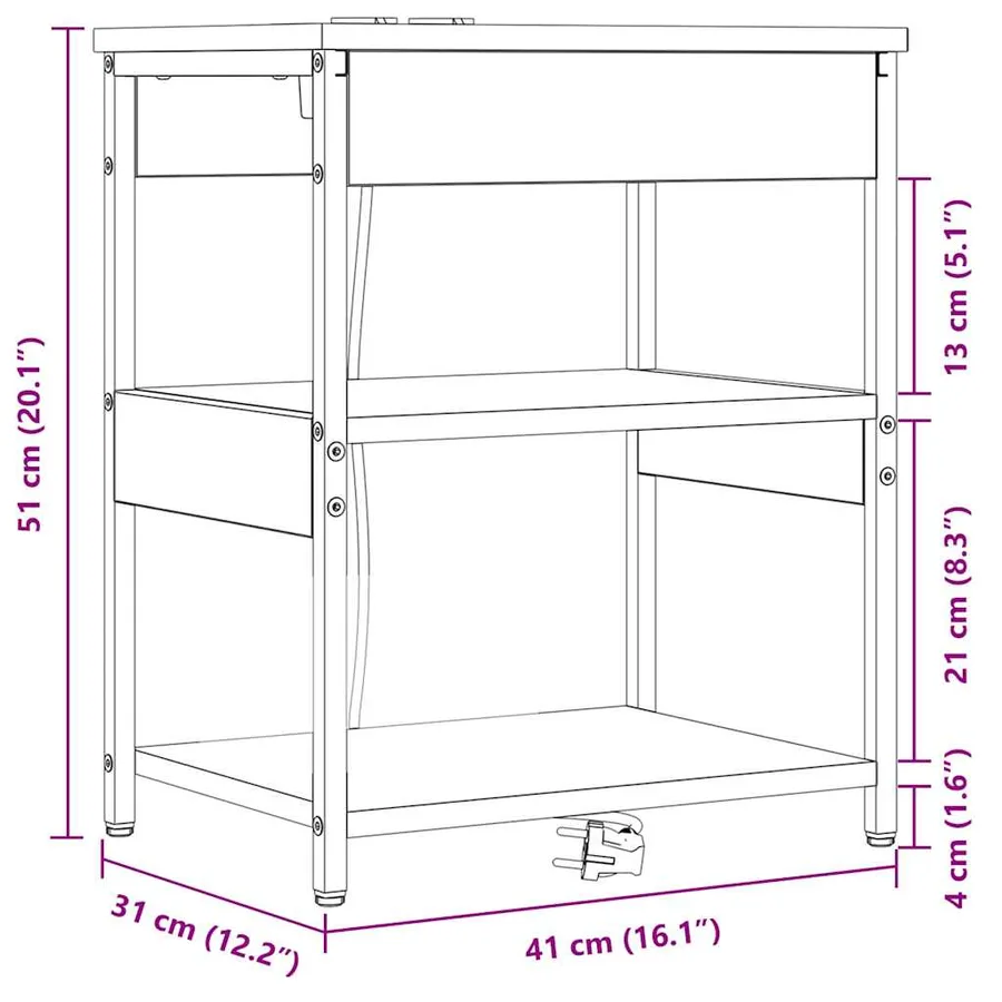 Cabinet de chevet 2 pcs Chêne Sonoma 41 x 31 x 51 cm - 14