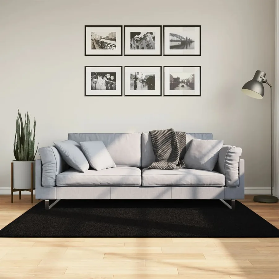 Tapis HUARTE à poils courts doux et lavable noir 120x170 cm