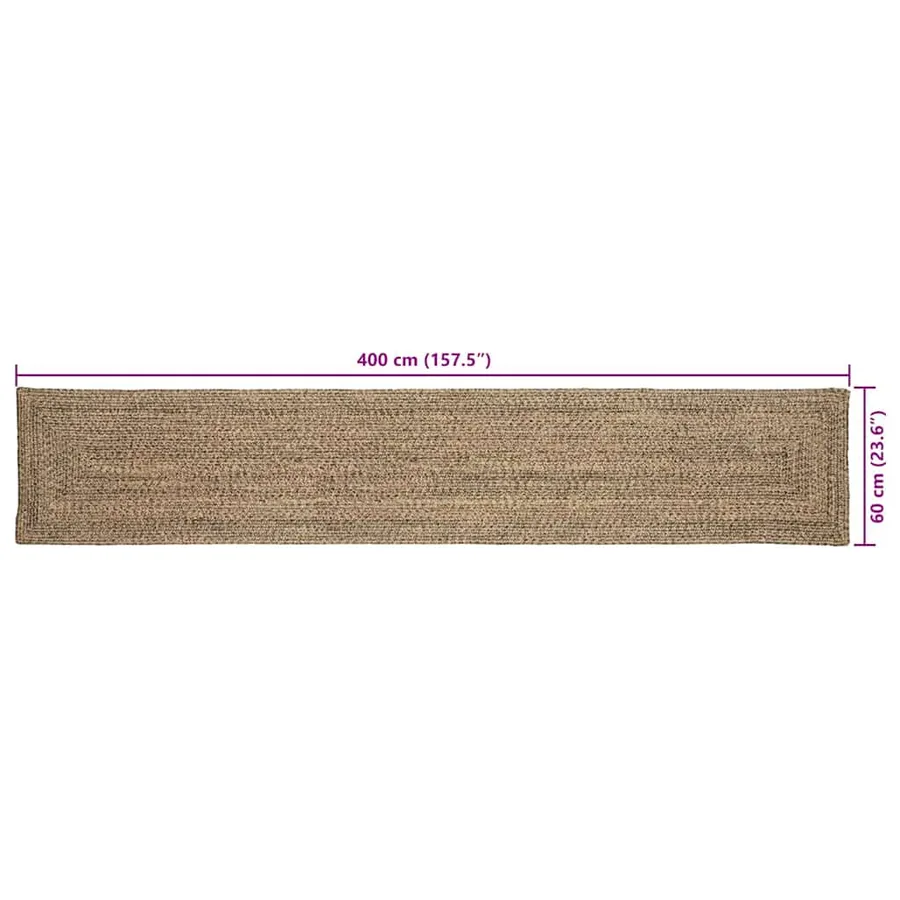 Tapis de surface Naturel et noir 60 x 400 cm Jute - 9