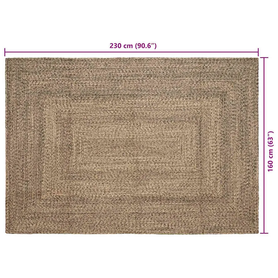 Tapis de surface Naturel et noir 160 x 230 cm Jute - 9