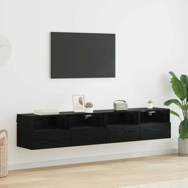 Meubles TV muraux 2 pcs Chêne noir 80 x 30 x 30 cm