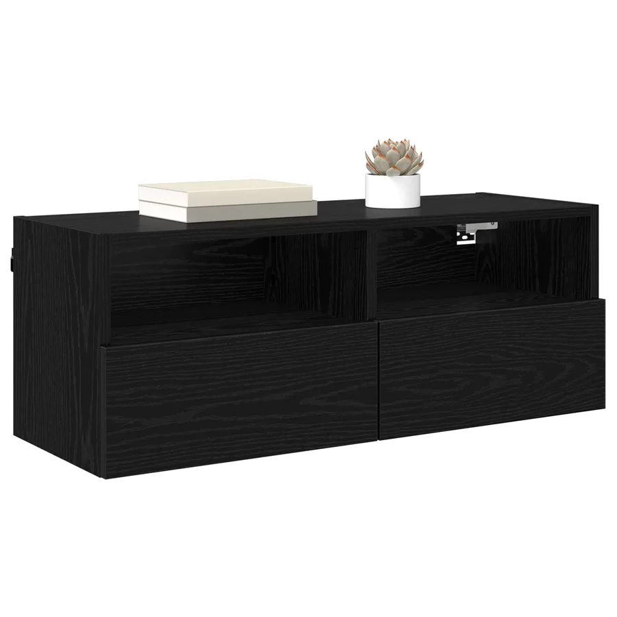 Meubles TV muraux 2 pcs Chêne noir 80 x 30 x 30 cm - 3