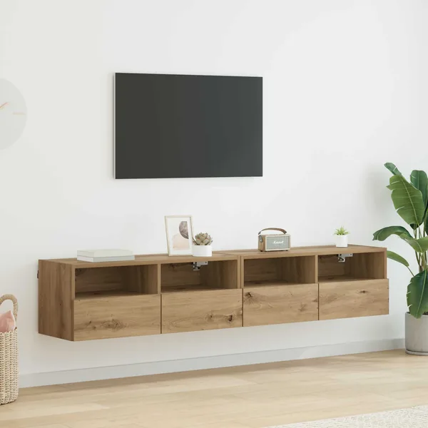 Meubles TV muraux 2 pcs Chêne artisanal Bois d'ingénierie
