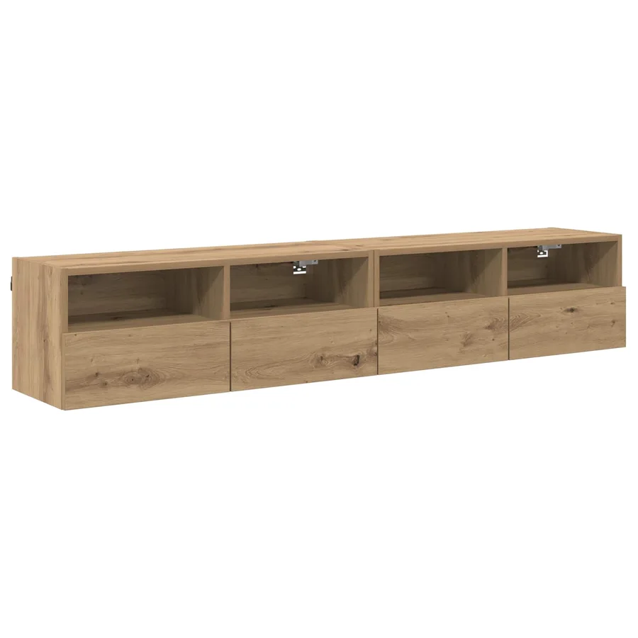 Meubles TV muraux 2 pcs Chêne artisanal Bois d'ingénierie - 2