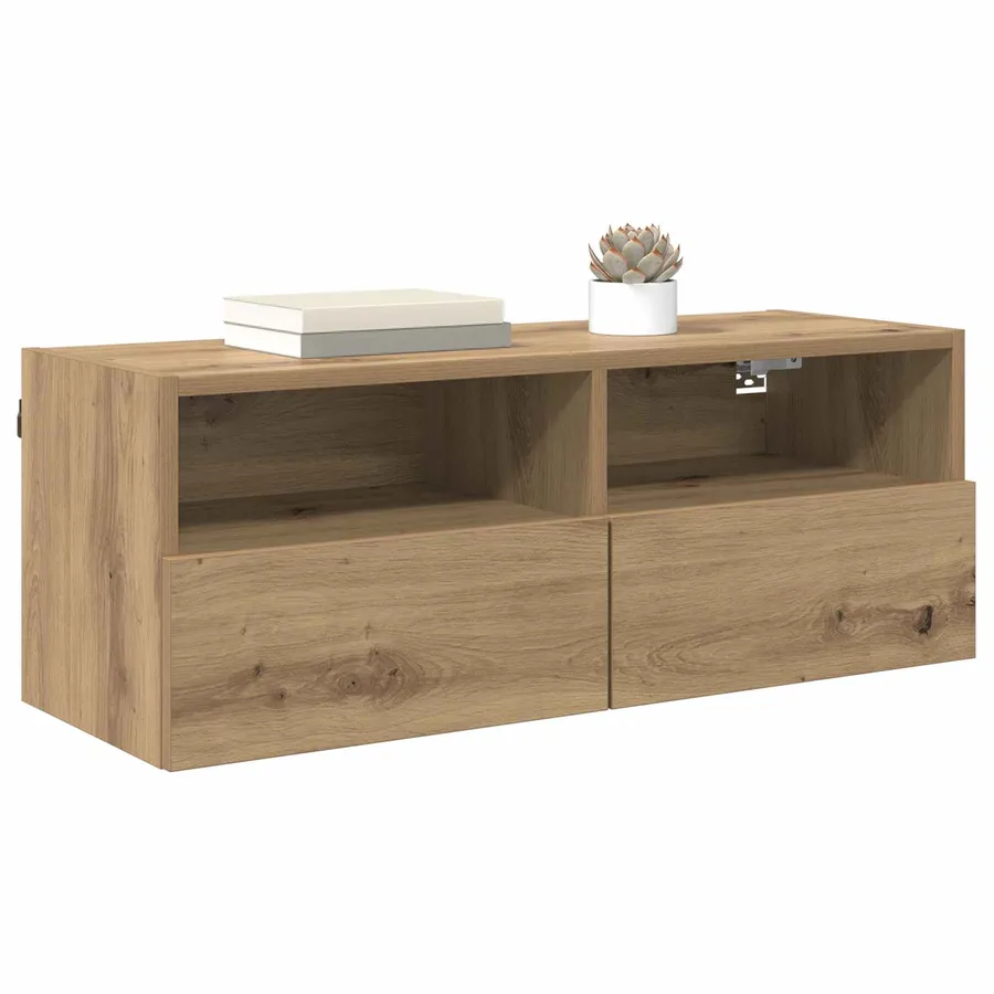 Meubles TV muraux 2 pcs Chêne artisanal Bois d'ingénierie - 3