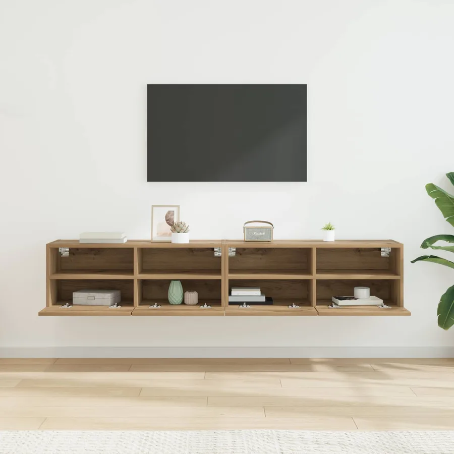 Meubles TV muraux 2 pcs Chêne artisanal Bois d'ingénierie - 4