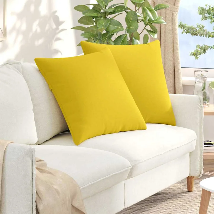 Coussins de canapé 2 pcs Jaune clair 80 x 80 cm tissu