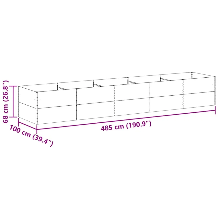 Jardinière surélevée 485 x 100 x 68 cm Acier galvanisé - 13