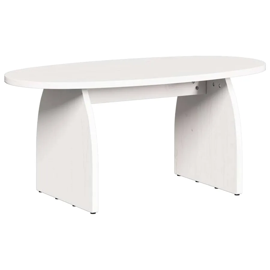 Table basse Blanc 80 x 40 x 35 cm Pin massif - 2
