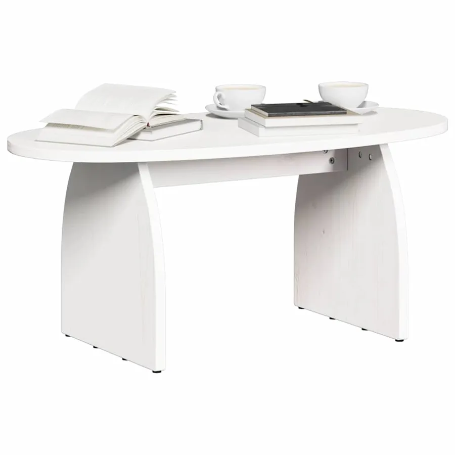 Table basse Blanc 80 x 40 x 35 cm Pin massif - 3