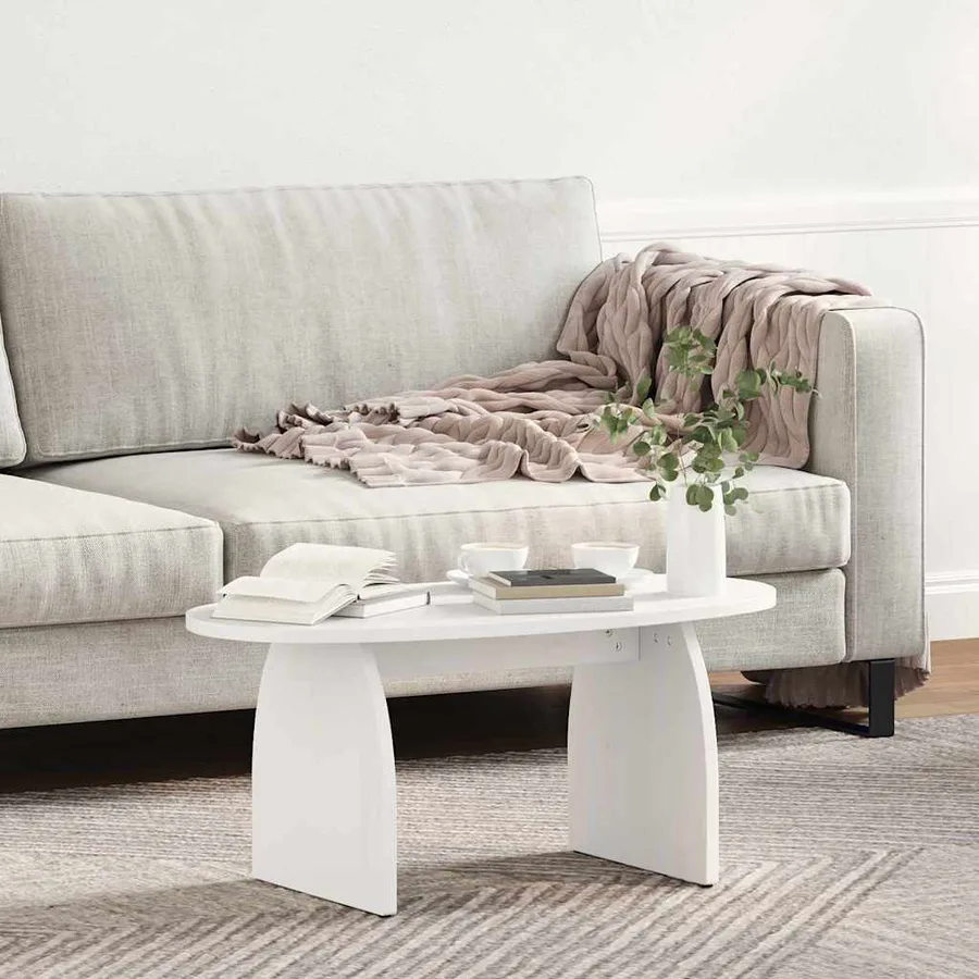 Table basse Blanc 80 x 40 x 35 cm Pin massif - 6