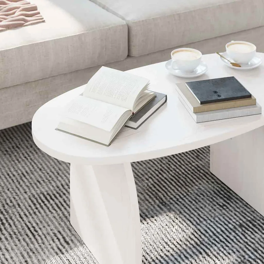 Table basse Blanc 80 x 40 x 35 cm Pin massif - 7