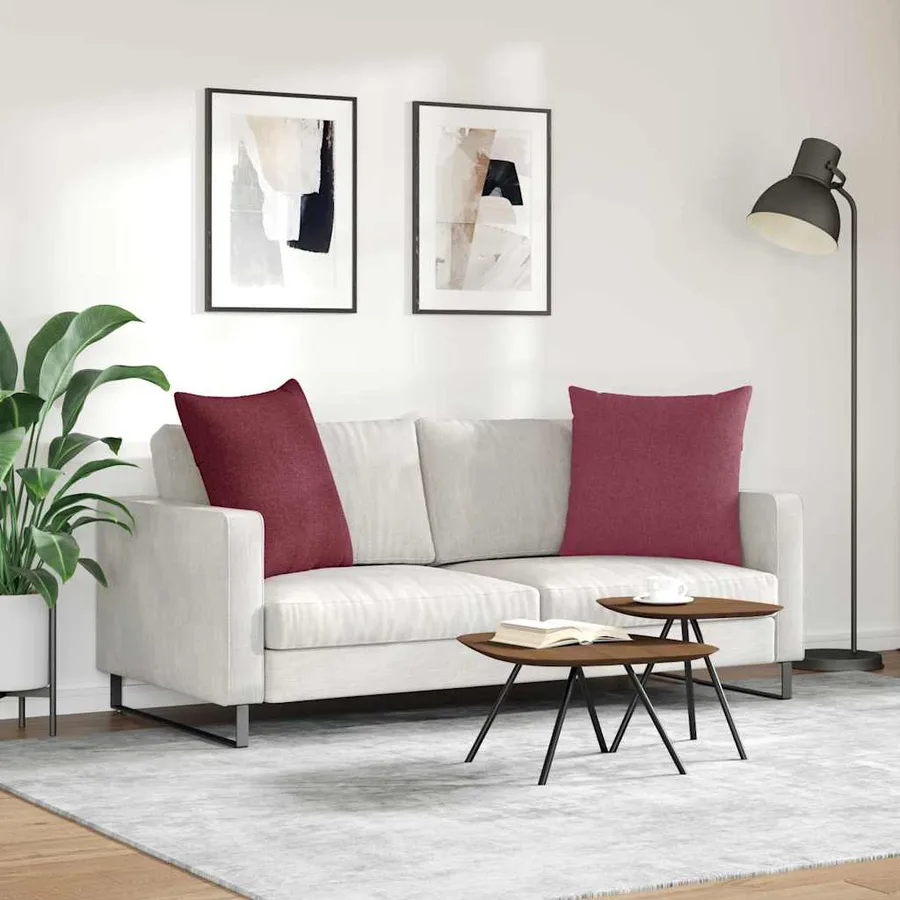 Coussins de canapé 2 pcs Bordeaux 60 x 60 cm tissu - 4