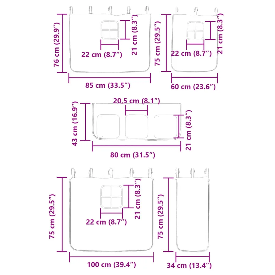 Lit mezzanine enfants avec rideaux sans matelas 90x190 cm - 15