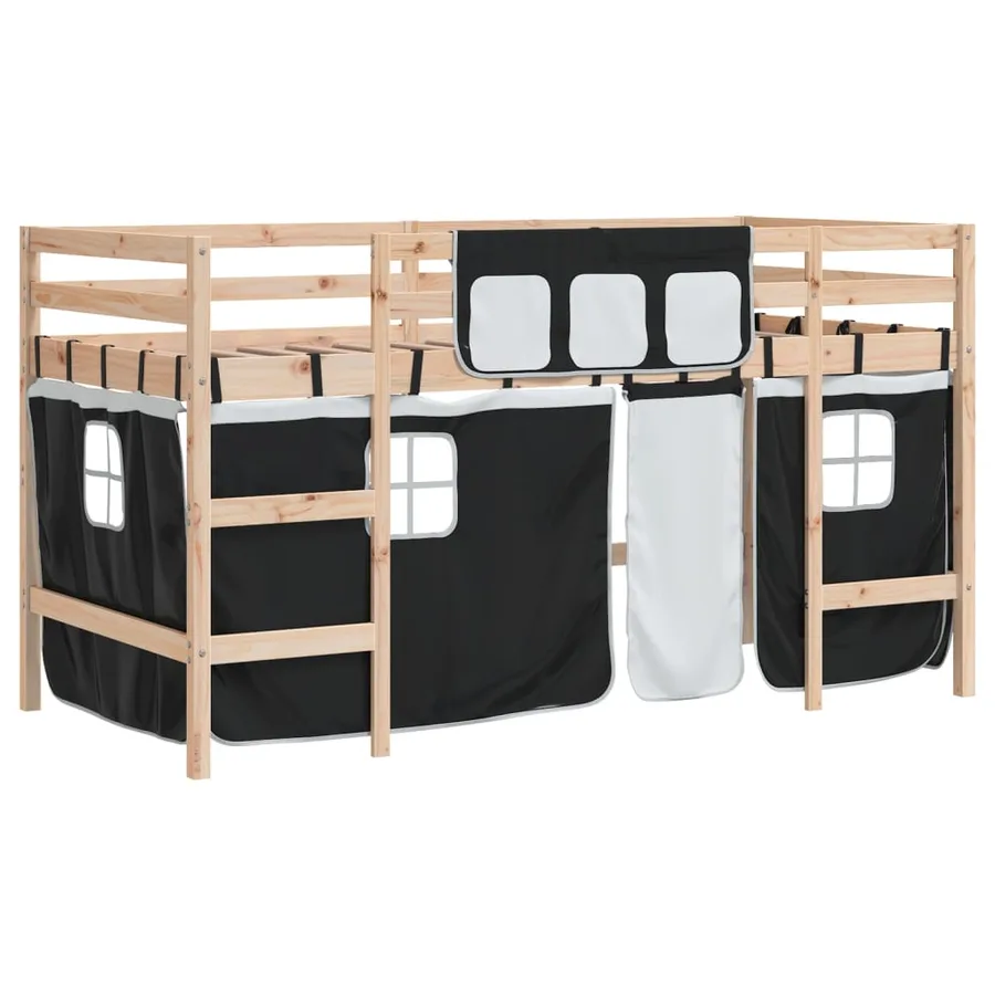 Lit mezzanine enfants avec rideaux sans matelas 90x190 cm - 2