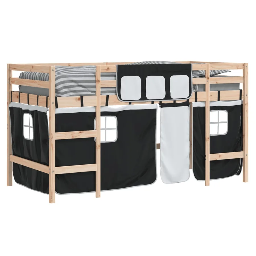 Lit mezzanine enfants avec rideaux sans matelas 90x190 cm - 4
