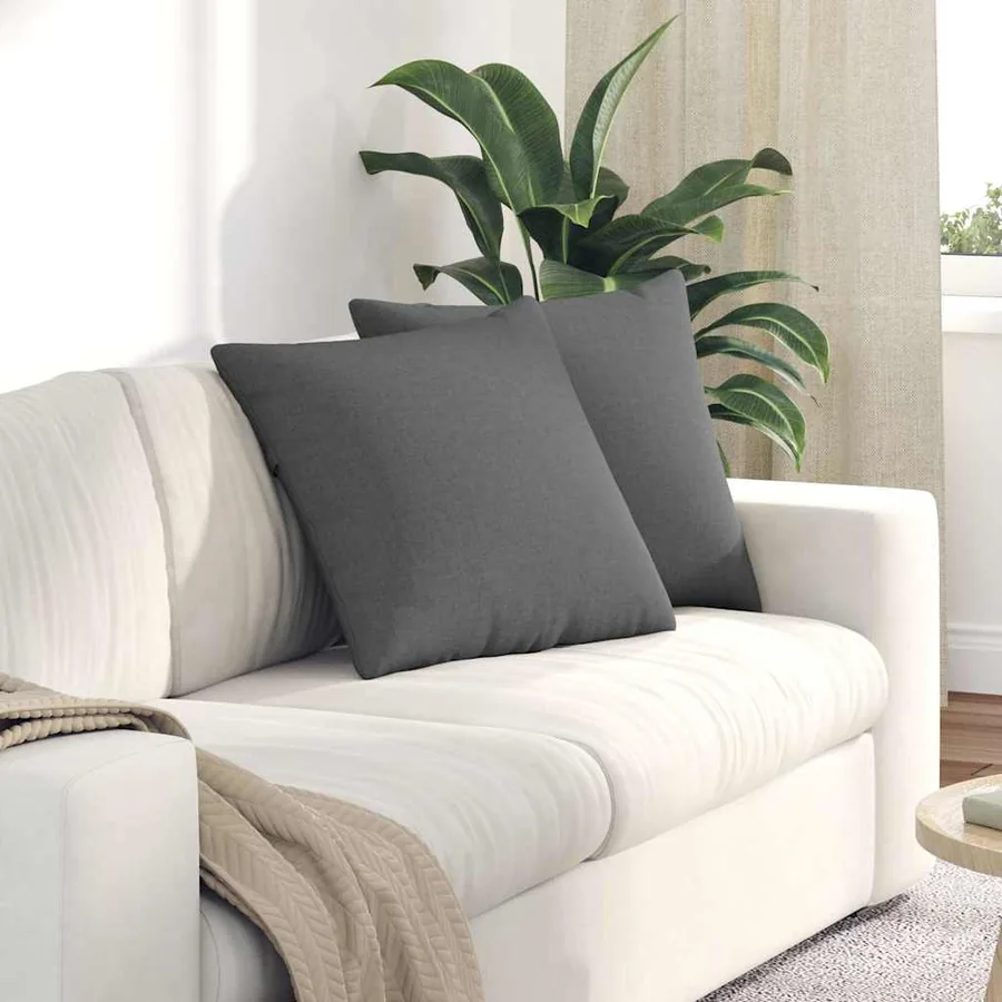 Coussins de canapé 2 pcs Gris foncé 50 x 50 cm tissu