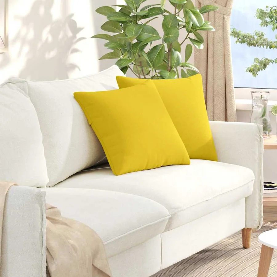 Coussins de canapé 2 pcs Jaune clair 45 x 45 cm tissu