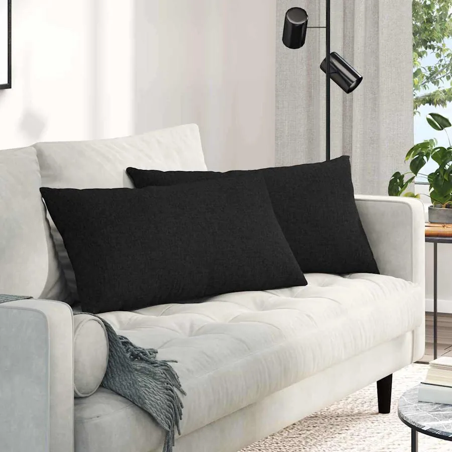 Coussins de canapé 2 pcs Noir 80 x 40 cm tissu