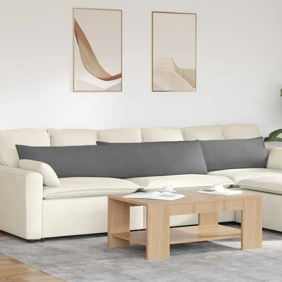 Coussins de canapé 2 pcs Gris foncé 200 x 40 cm tissu