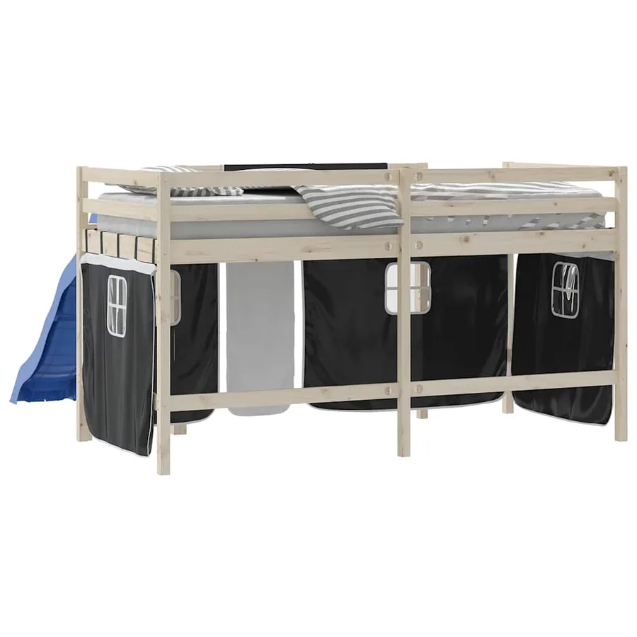 Rideaux pour lit mezzanine blanc et noir polyester - 7